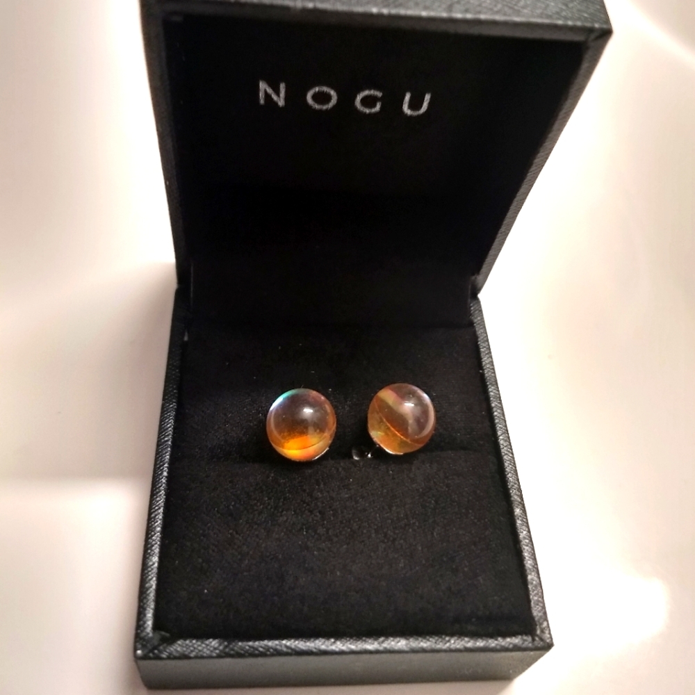 Nogu Mermaid Glass Stud Earrings Peach